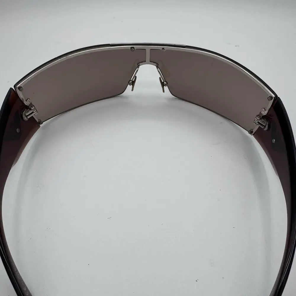 Vintage Emporio Armani EA 9423/S Shield Sunglasses Brown Y2K Made in Italy